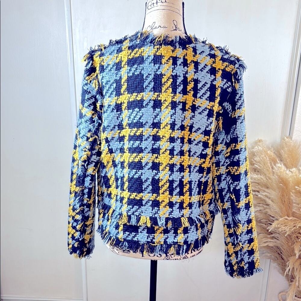 Halogen Stylish Tweed Jacket - Blue and Yellow size Medium - Picture 5 of 7